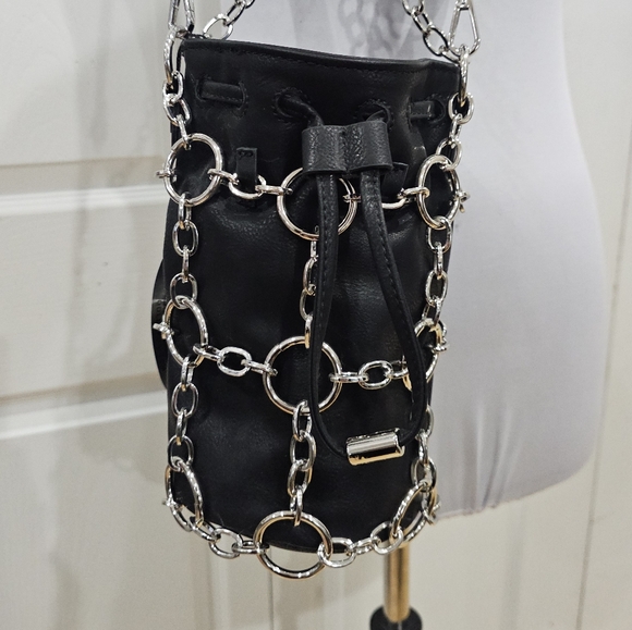 Dolls Kill Poster Grl Check Yourself Bucket Black O Ring Bag Crossbody Purse - Picture 5 of 14